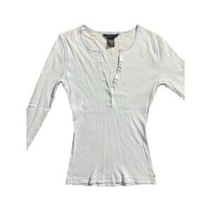 VTG abercrombie fitch long sleeve ribbed henly light blue top sz m Y2K